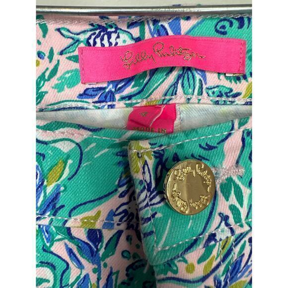 Lilly Pulitzer South Ocean Skinny Crop Jean in Melon Fig Tint Monkey Sea Size 4 - Picture 3 of 6